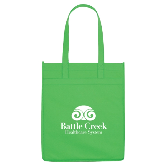 Custom Logo Non-Woven Market Shopper Tote Lime