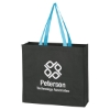 Custom Logo Tote Bag Non-Woven Black With Light Blue