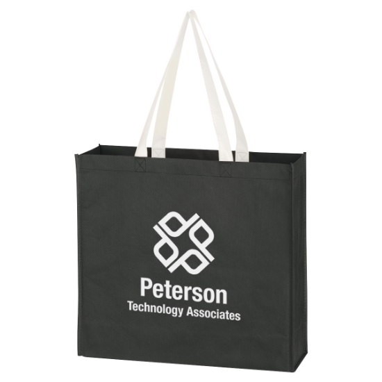 Custom Logo Tote Bag Non-Woven Black With White