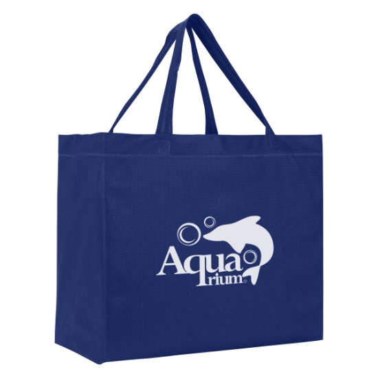 Custom Logo Heat Sealed Non-Woven Grande Tote Bag Navy Blue