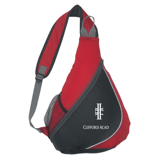 Custom Logo Color Splash Sling Backpack Red With Black