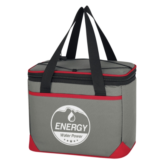 Custom Logo Bolt Kooler Bag Gray With Red