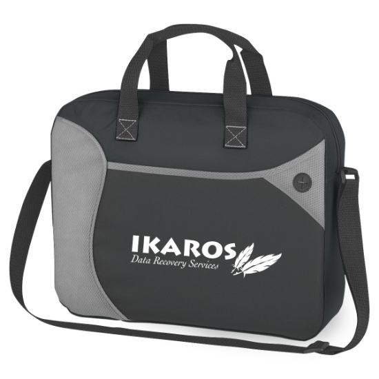 Custom Logo Wave Briefcase/Messenger Bag Black With Black