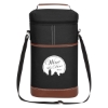 Custom Logo Double Wine Cooler Bag Black With Brown