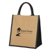 Custom Logo Escape Jute Tote Bag Natural With Black