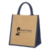 Custom Logo Escape Jute Tote Bag Natural Blue