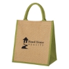 Custom Logo Escape Jute Tote Bag Natural With Lime