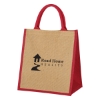 Custom Logo Escape Jute Tote Bag Natural Red