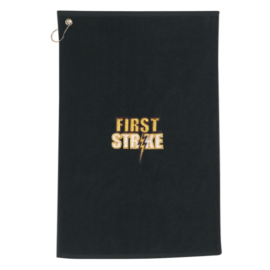 Custom Logo Golf Towel - Embroidered Black