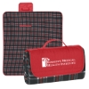 Custom Logo Roll-Up Picnic Blanket - Embroidered Red Flap/blkred Blanket