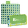 Custom Logo Roll-Up Picnic Blanket - Embroidered Lime With Lt Blue