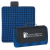 Custom Logo Roll-Up Picnic Blanket - Embroidered Royal Blue With Black