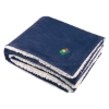 Custom Logo Sherpa Blanket - Embroidered Navy Blue