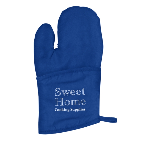 Custom Logo Quilted Cotton Canvas Oven Mitt Royal Blue