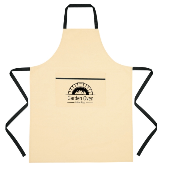 Custom Logo Cotton Cooking Apron Natural With Black